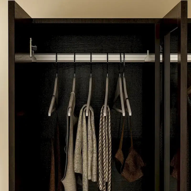 Armoire penderie en bois avec miroir pleine longueur, 4 portes et 2 tiroirs