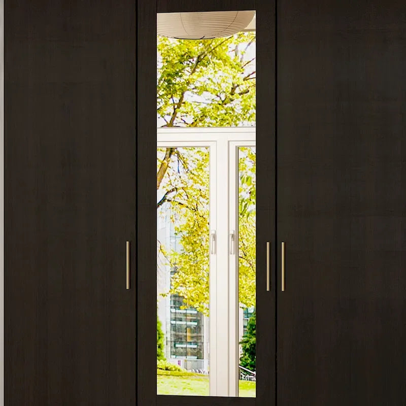 Armoire penderie en bois avec miroir pleine longueur, 4 portes et 2 tiroirs