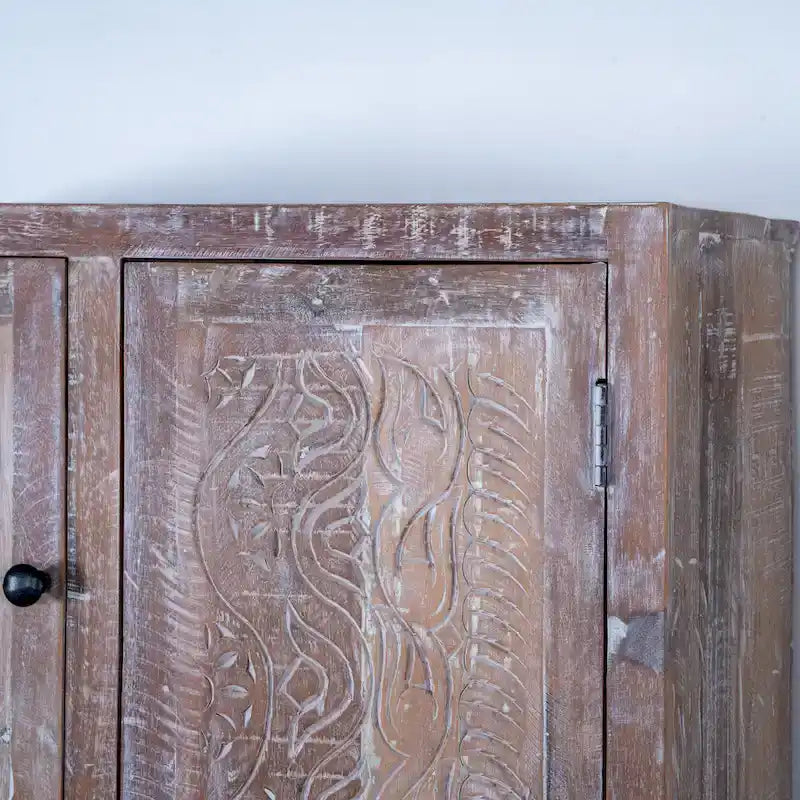 Armoire autoportante en bois massif fabriquée à la main avec 7 tiroirs et 2 portes