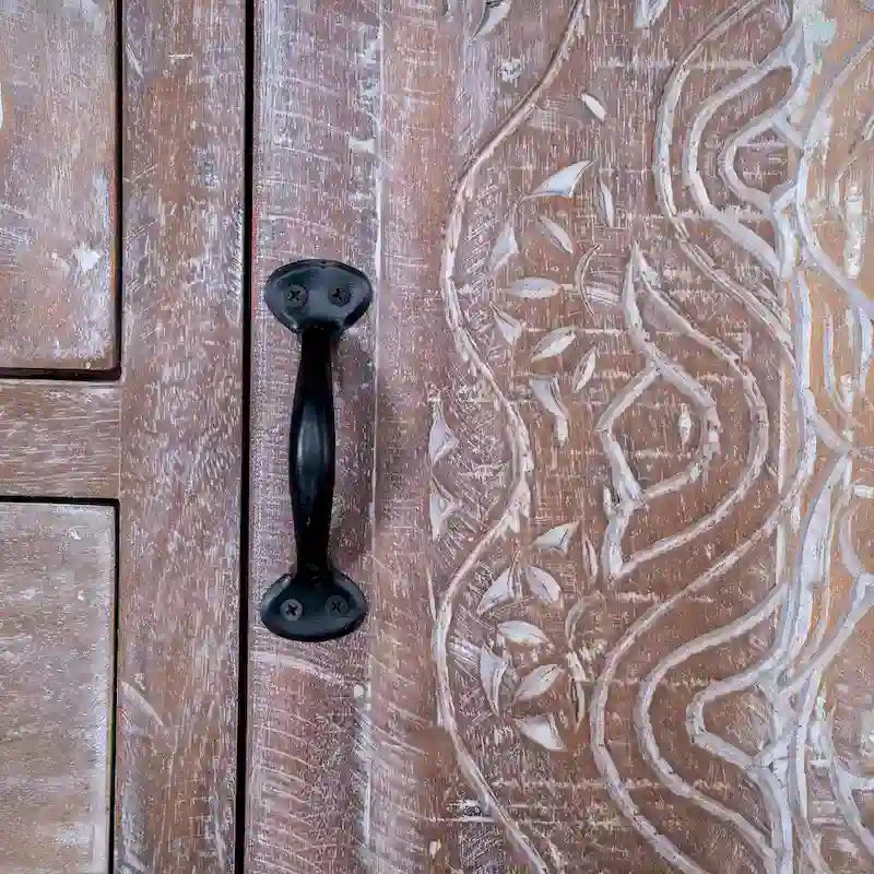 Armoire autoportante en bois massif fabriquée à la main avec 7 tiroirs et 2 portes