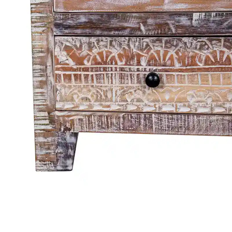 Armoire autoportante en bois massif fabriquée à la main avec 7 tiroirs et 2 portes