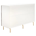 Commode 6 tiroirs, finition noyer et cadre blanc - Style rétro moderne