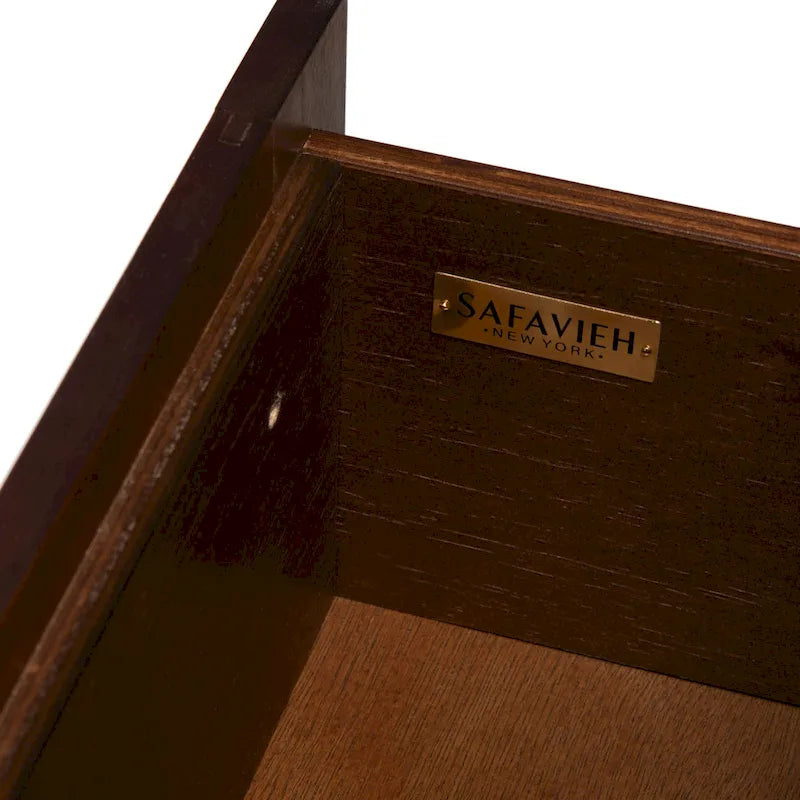 Commode 6 tiroirs, finition noyer et cadre blanc - Style rétro moderne