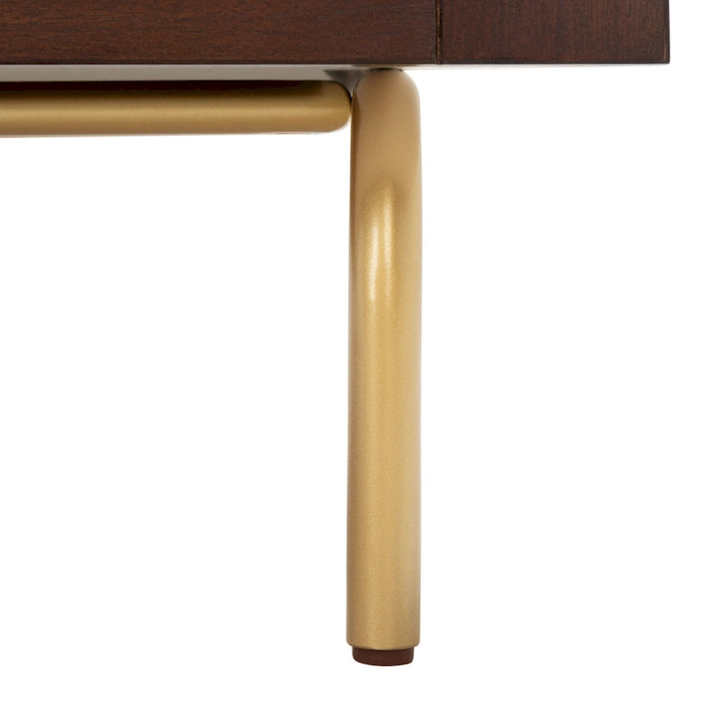 Commode 6 tiroirs, finition noyer et cadre blanc - Style rétro moderne