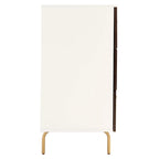 Commode 6 tiroirs, finition noyer et cadre blanc - Style rétro moderne