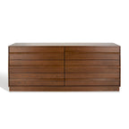 Commode en bois à 6 tiroirs avec placage en chêne blanchi