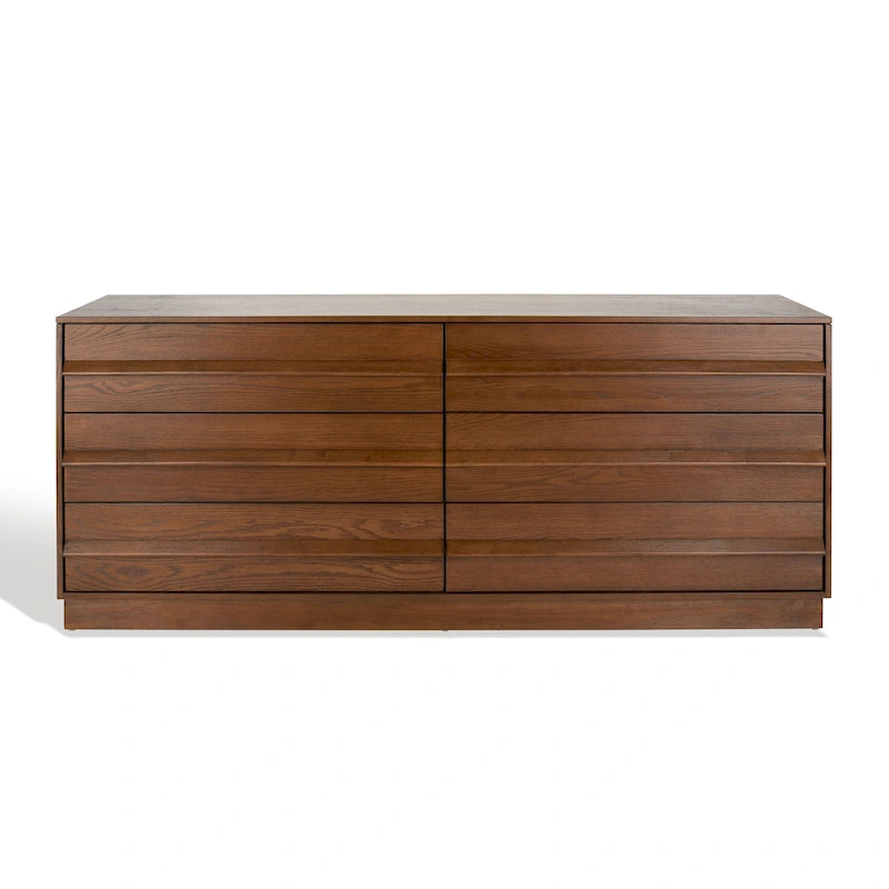 Commode en bois à 6 tiroirs avec placage en chêne blanchi