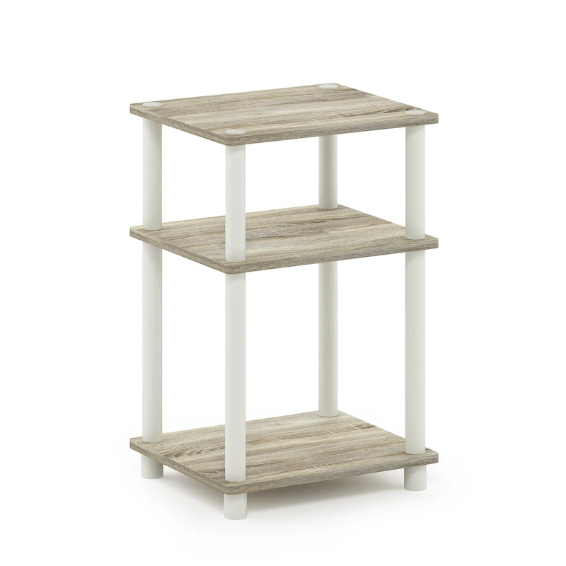 Table d'appoint à 3 niveaux Turn-N-Tube - Aucun outil requis, chêne Sonoma et blanc
