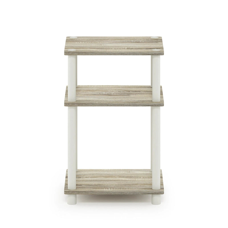 Table d'appoint à 3 niveaux Turn-N-Tube - Aucun outil requis, chêne Sonoma et blanc