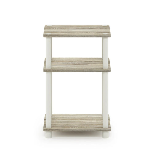Table d'appoint à 3 niveaux Turn-N-Tube - Aucun outil requis, chêne Sonoma et blanc