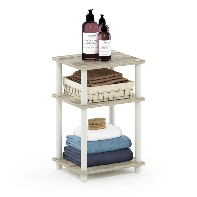 Table d'appoint à 3 niveaux Turn-N-Tube - Aucun outil requis, chêne Sonoma et blanc