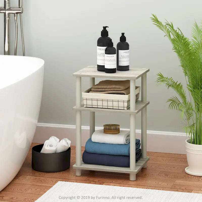 Table d'appoint à 3 niveaux Turn-N-Tube - Aucun outil requis, chêne Sonoma et blanc