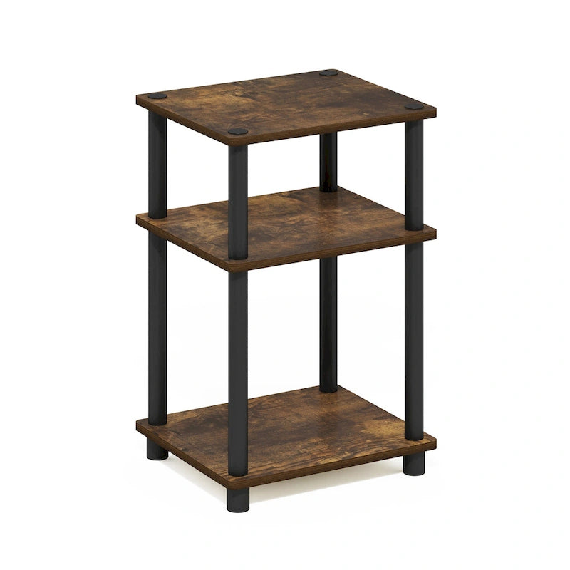 Table d'appoint à 3 niveaux Turn-N-Tube - Aucun outil requis, chêne Sonoma et blanc