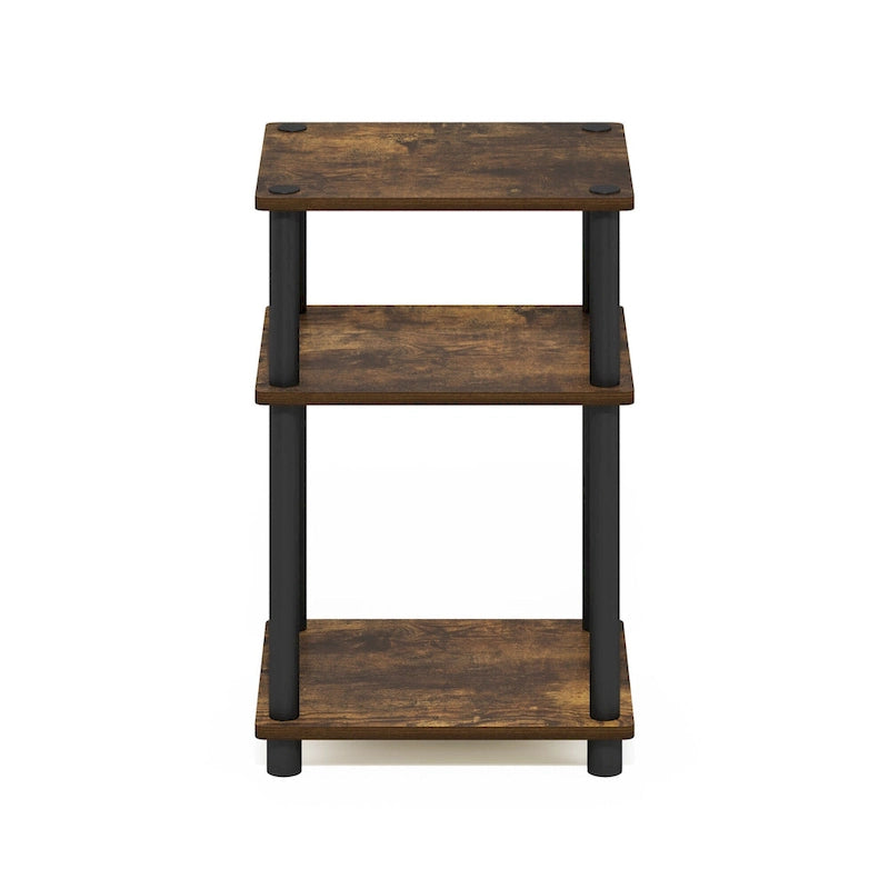 Table d'appoint à 3 niveaux Turn-N-Tube - Aucun outil requis, chêne Sonoma et blanc