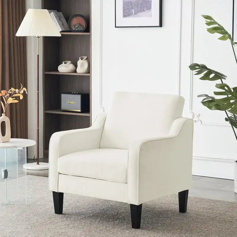 Fauteuil d'appoint en tissu Mid-Century Modern avec cadre en métal et en bois