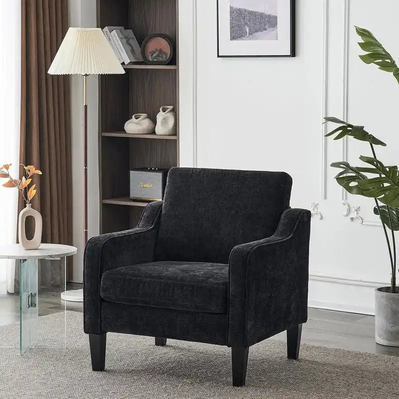 Fauteuil d'appoint en tissu Mid-Century Modern avec cadre en métal et en bois