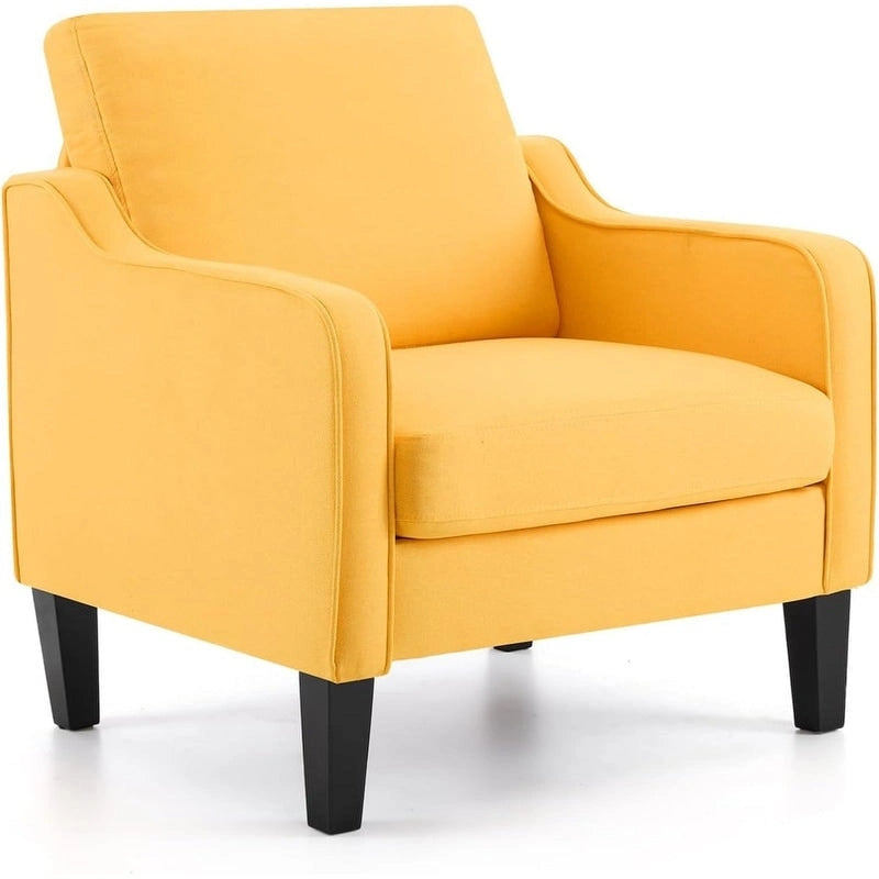 Fauteuil d'appoint en tissu Mid-Century Modern avec cadre en métal et en bois