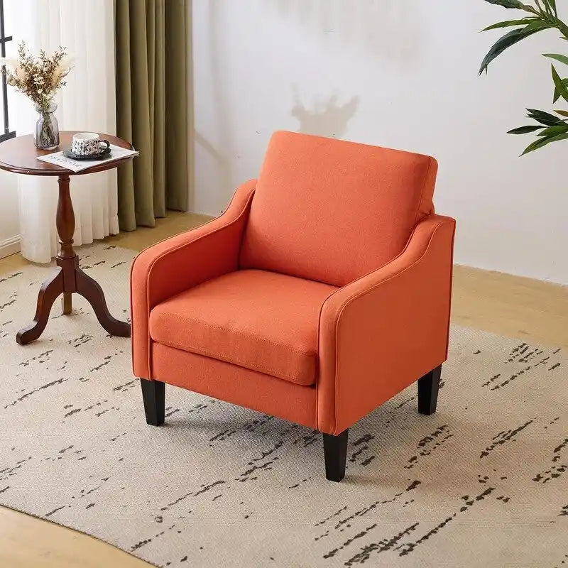 Fauteuil d'appoint en tissu Mid-Century Modern avec cadre en métal et en bois