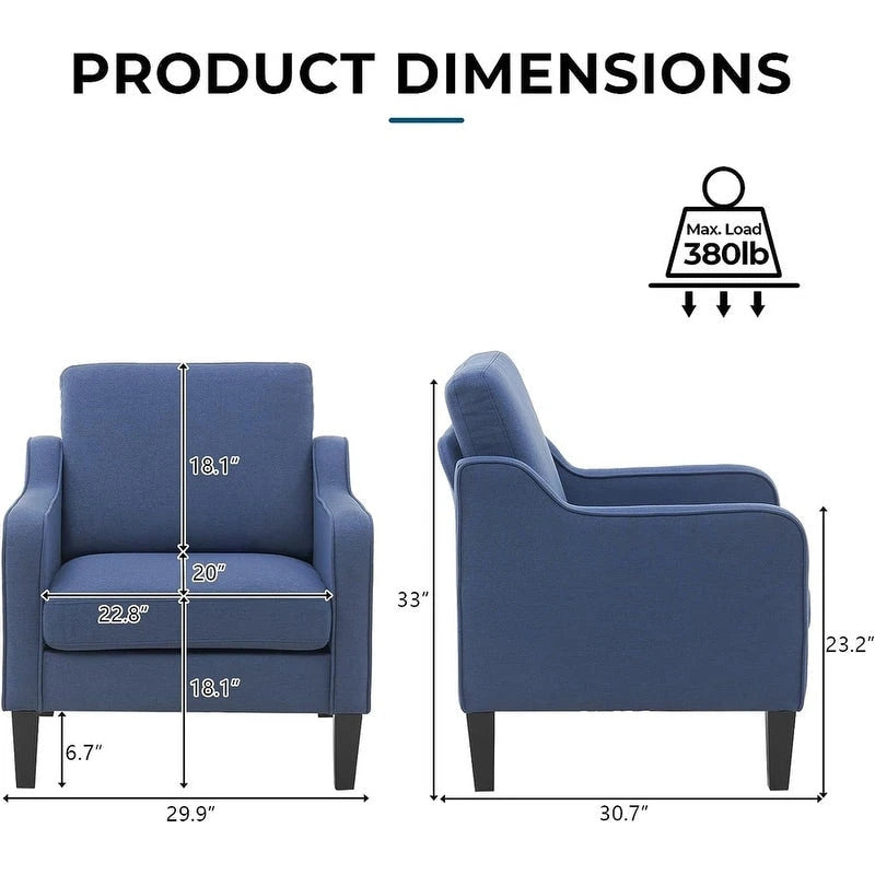 Fauteuil d'appoint en tissu Mid-Century Modern avec cadre en métal et en bois