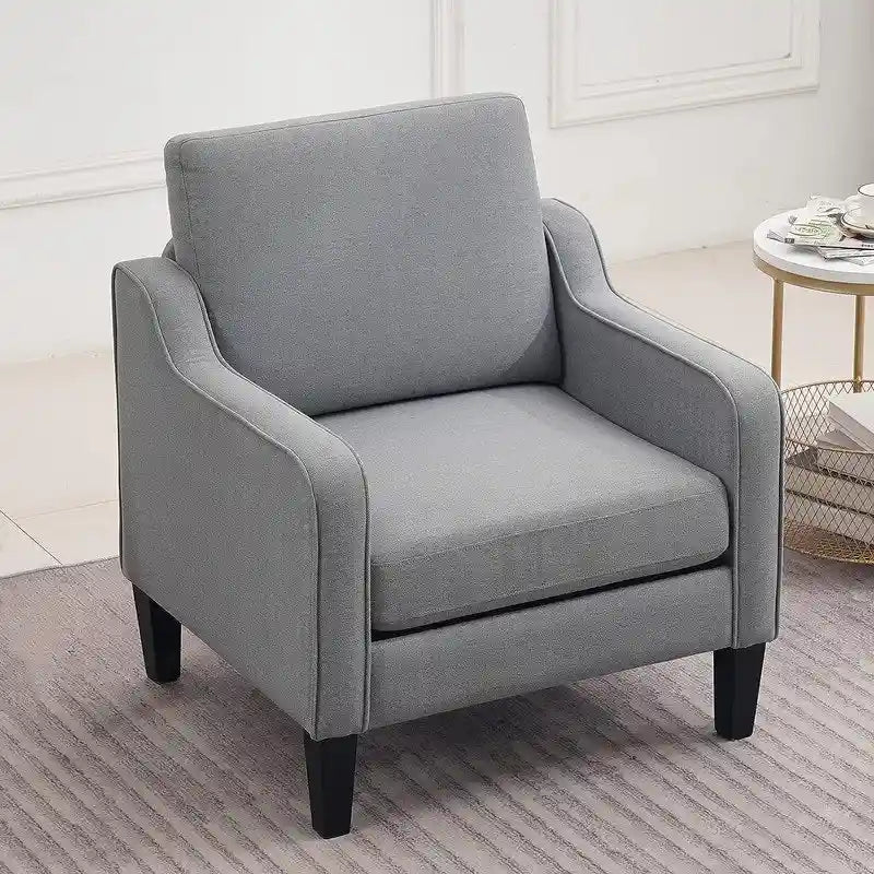 Fauteuil d'appoint en tissu Mid-Century Modern avec cadre en métal et en bois