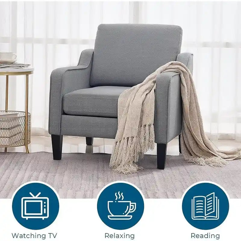 Fauteuil d'appoint en tissu Mid-Century Modern avec cadre en métal et en bois