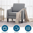 Fauteuil d'appoint en tissu Mid-Century Modern avec cadre en métal et en bois