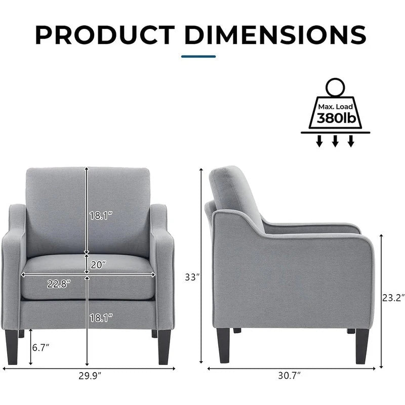 Fauteuil d'appoint en tissu Mid-Century Modern avec cadre en métal et en bois