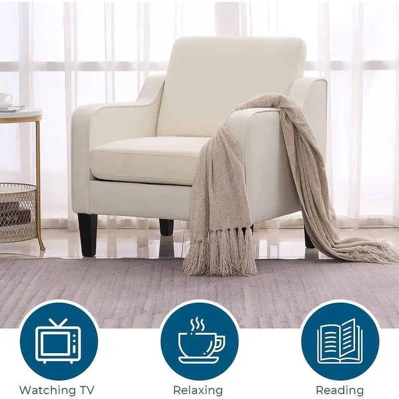 Fauteuil d'appoint en tissu Mid-Century Modern avec cadre en métal et en bois
