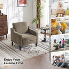 Fauteuil d'appoint en tissu Mid-Century Modern avec cadre en métal et en bois