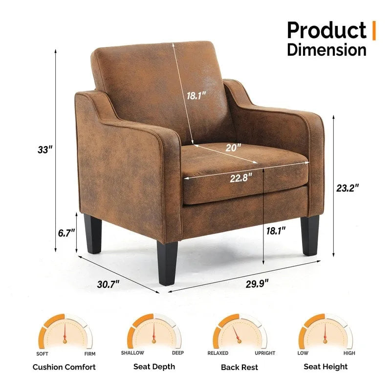 Fauteuil d'appoint en tissu Mid-Century Modern avec cadre en métal et en bois