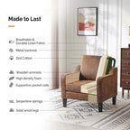 Fauteuil d'appoint en tissu Mid-Century Modern avec cadre en métal et en bois