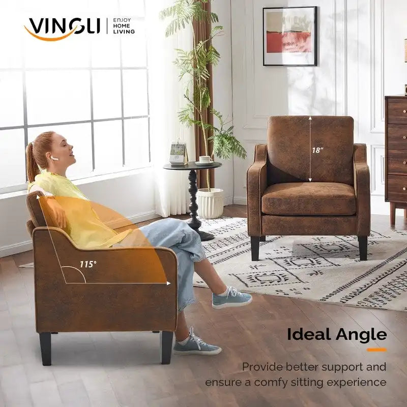 Fauteuil d'appoint en tissu Mid-Century Modern avec cadre en métal et en bois