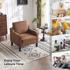 Fauteuil d'appoint en tissu Mid-Century Modern avec cadre en métal et en bois
