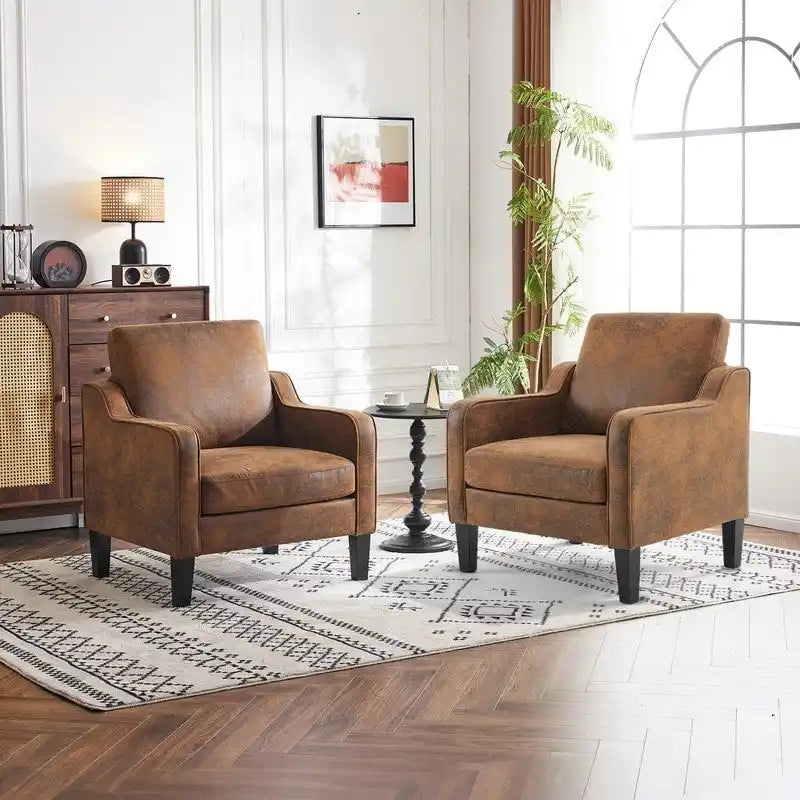 Fauteuil d'appoint en tissu Mid-Century Modern avec cadre en métal et en bois