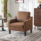 Fauteuil d'appoint en tissu Mid-Century Modern avec cadre en métal et en bois