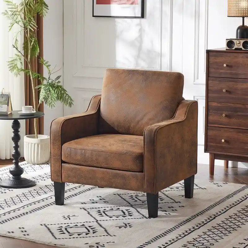 Fauteuil d'appoint en tissu Mid-Century Modern avec cadre en métal et en bois
