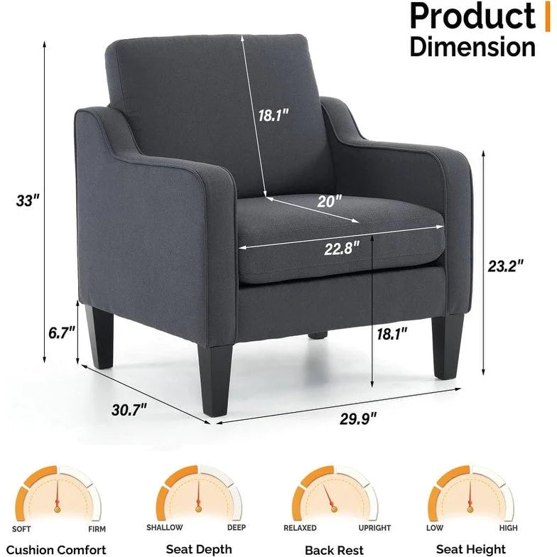 Fauteuil d'appoint en tissu Mid-Century Modern avec cadre en métal et en bois
