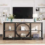Console de canapé de 70,9 pouces avec 3 étagères de rangement en bois et cadre métallique industriel pour foyer, couloir, salon, derrière le canapé