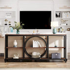 Console de canapé de 70,9 pouces avec 3 étagères de rangement en bois et cadre métallique industriel pour foyer, couloir, salon, derrière le canapé