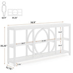 Console de canapé de 70,9 pouces avec 3 étagères de rangement en bois et cadre métallique industriel pour foyer, couloir, salon, derrière le canapé