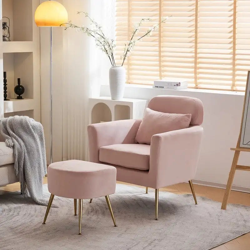 Chaise de loisirs d'intérieur demi-démontée en flanelle, pieds et pédales dorés, couleur beige