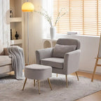 Chaise de loisirs d'intérieur demi-démontée en flanelle, pieds et pédales dorés, couleur beige