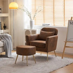 Chaise de loisirs d'intérieur demi-démontée en flanelle, pieds et pédales dorés, couleur beige