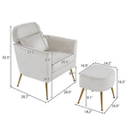 Chaise de loisirs d'intérieur demi-démontée en flanelle, pieds et pédales dorés, couleur beige