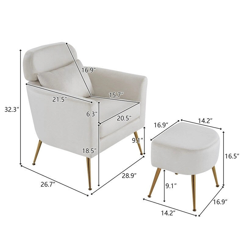 Chaise de loisirs d'intérieur demi-démontée en flanelle, pieds et pédales dorés, couleur beige