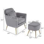 Chaise de loisirs d'intérieur demi-démontée en flanelle, pieds et pédales dorés, couleur beige