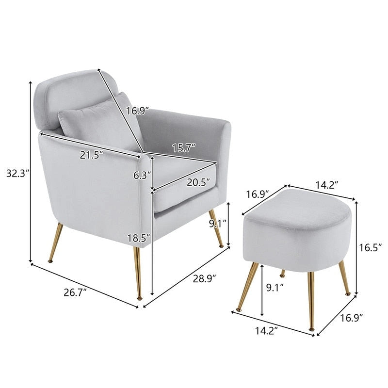 Chaise de loisirs d'intérieur demi-démontée en flanelle, pieds et pédales dorés, couleur beige