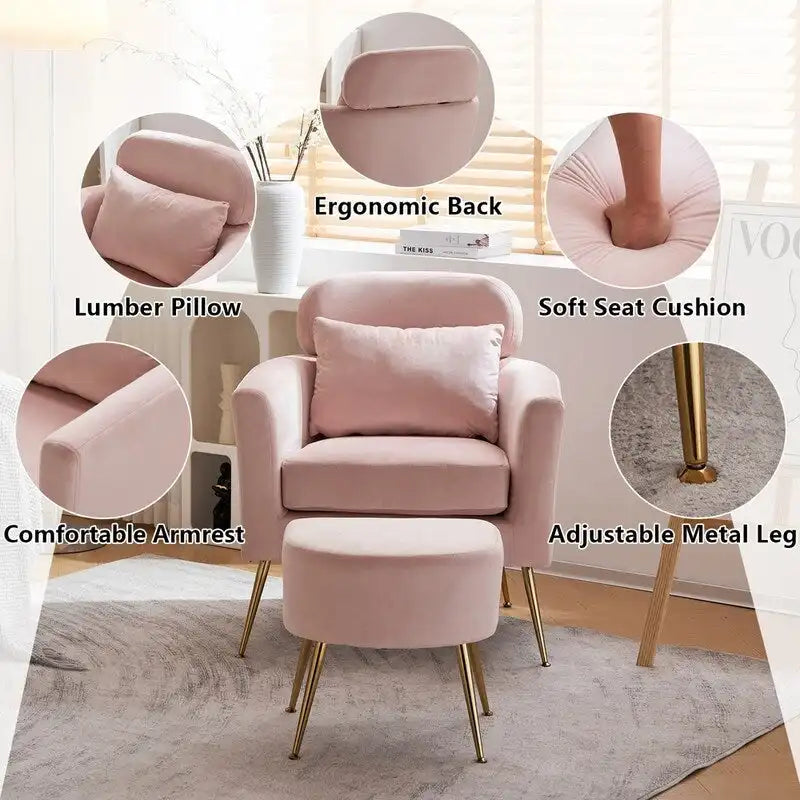 Chaise de loisirs d'intérieur demi-démontée en flanelle, pieds et pédales dorés, couleur beige