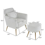 Chaise de loisirs d'intérieur demi-démontée en flanelle, pieds et pédales dorés, couleur beige