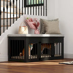 Niche Chic pour Animaux : Cage de Luxe en Bois pour Chien & Banc Designer pour la Maison - 47.2